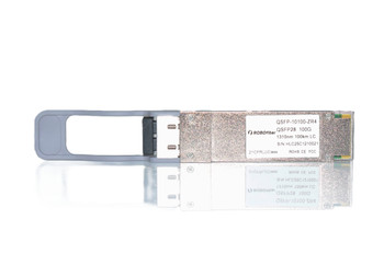 QSFP28 100G eZR4 optical transceiver, single-mode, KR-4, 4 aggregate 25G channels, 100Km - horizontal label view