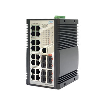 IGS-1608SM-16PH - 16 copper + 8 SFP port SNMP/web-managed Gigabit Ethernet Industrial switch, PoE 400W