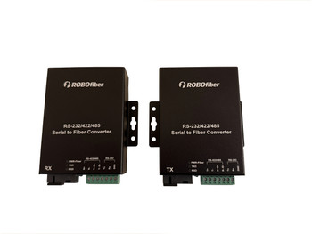 RB-SERIAL - 1x RS-232 and 1x RS-485/422 over single strand fiber media converter, 15kV isolation, SET of TWO