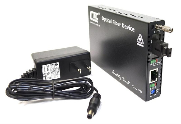 FRM220-E1-T1R-SC20A - T1 and E1 RJ45 to single strand WDM BiDi Tx:1310nm/Rx:1550nm fiber media converter (T1 modem), 20Km