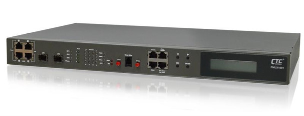 FMUX1001 - modular E1, T1, POTS, serial and Gigabit Ethernet fiber multiplexer with redundant power slots front view