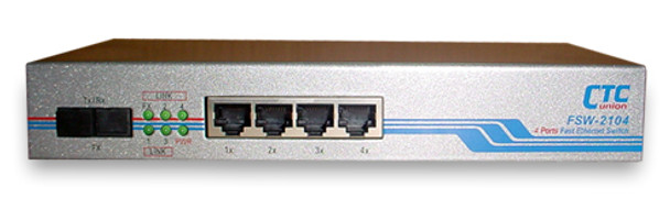 FSW2104-SSC015 - Fast Ethernet 4 10/100Base-TX copper + one 100Base-FX fiber port, single-mode, SC 15Km