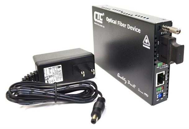 FRM220-E1-T1-SC002 - E1 / T1 to multimode fiber 2Km, 1310nm media converter, SC, managed