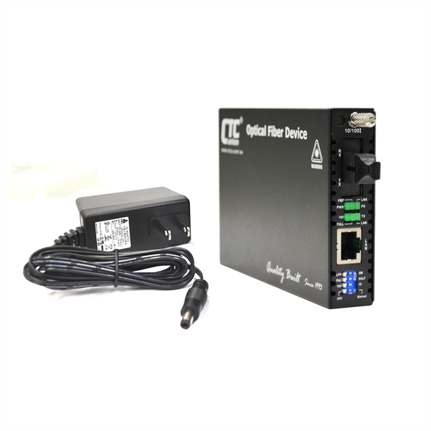 FRM220-10/100-SC20B Fast Ethernet WDM BiDi single strand singlemode fiber media converter, 20Km B type with AC adapter