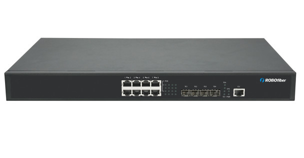 RB10-804M3-AC-PSE - 8x1G/2.5G RJ45 PoE+ ports and 4x 10G SFP+ ports Layer 3 managed routing switch, rack 19" - front panel