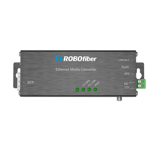 HCM-1001-SFP - 1x RJ45 +1x SFP ports Gigabit Ethernet Industrial micro fiber converter, wall mount, -30 to +75 Celsius
