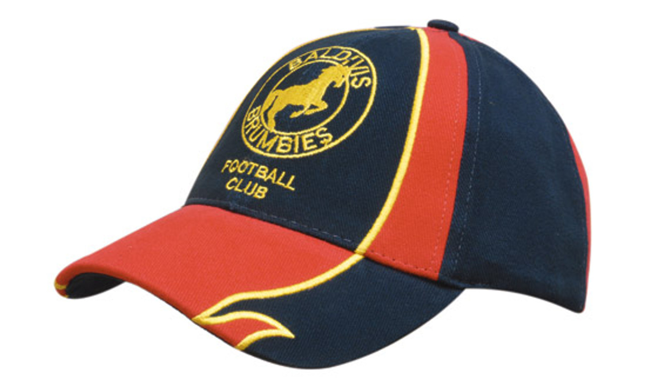 Brushed Heavy Cotton with Embroidered Edged Inserts to Peak & Crown Brushed Heavy Cotton with Embroidered Edged Inserts to Peak & Crown