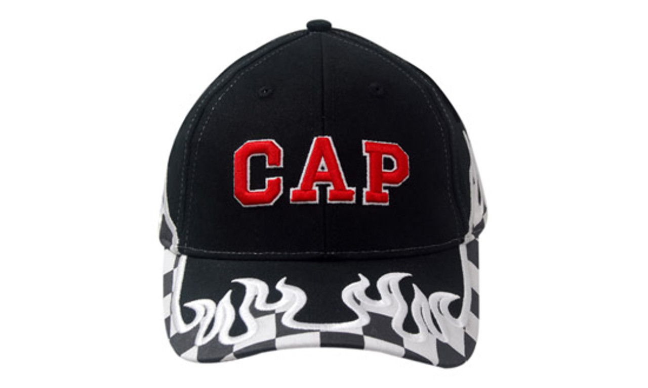 Brushed Heavy Cotton with Printed Checks/Flame Embroidery on Crown & Peak