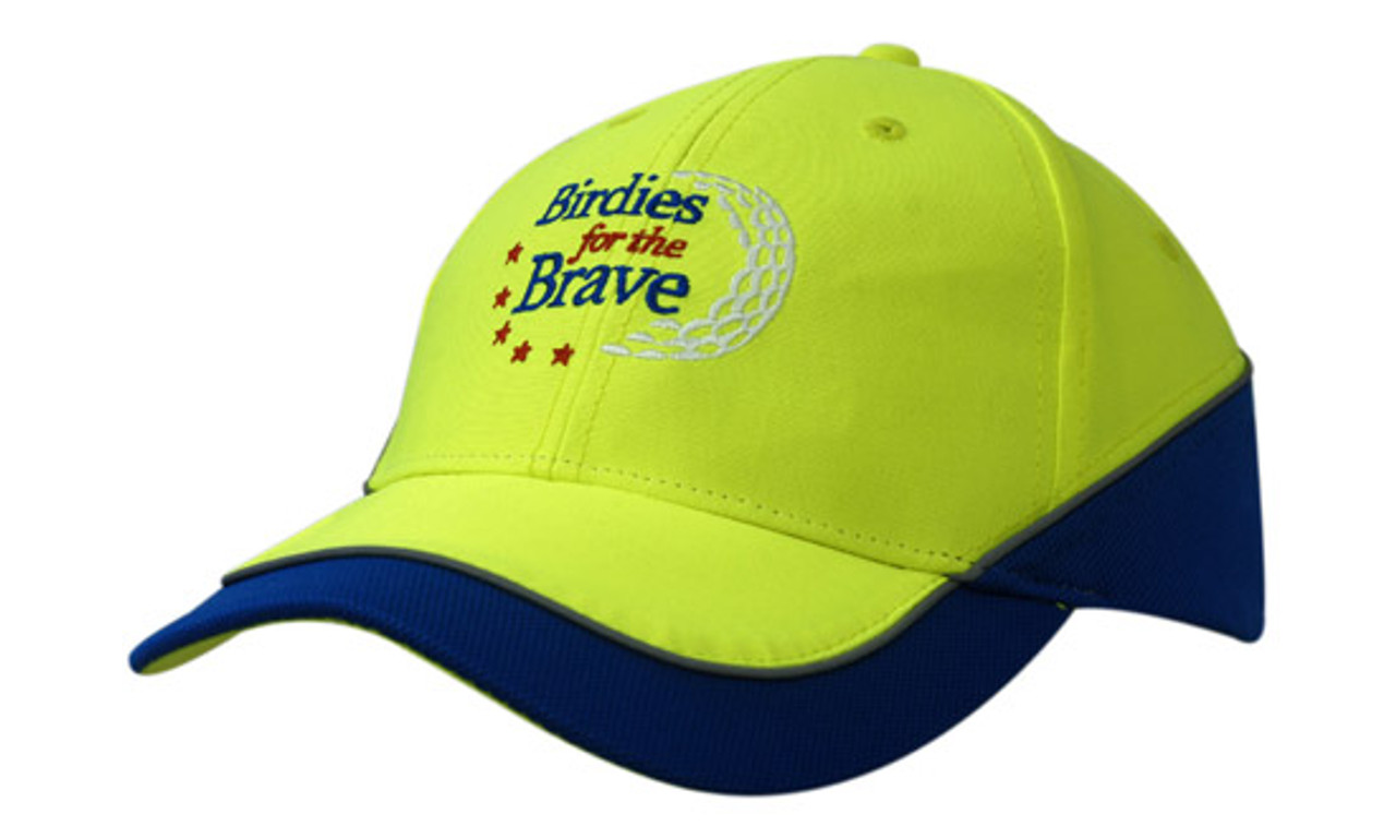 Luminescent Safety Cap with Inserts/Reflective Piping on Crown & Peak
