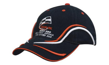 Brushed Heavy Cotton with Running Line Embroidery on Peak and Crown Brushed Heavy Cotton with Running Line Embroidery on Peak and Crown