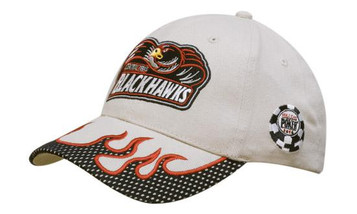 Brushed Heavy Cotton with Mesh Peak Trim & Flame Embroidery Brushed Heavy Cotton with Mesh Peak Trim & Flame Embroidery