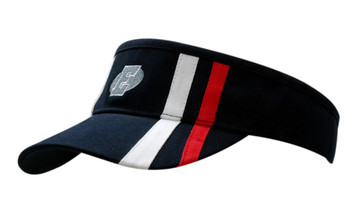 Brushed Heavy Cotton Visor with Stripes on Crown & Peak Brushed Heavy Cotton Visor with Stripes on Crown & Peak