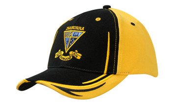 Brushed Heavy Cotton with Crown/Peak Embroidery & Fabric Inserts on Peak Brushed Heavy Cotton with Crown/Peak Embroidery & Fabric Inserts on Peak