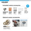 Houzer 32" Novus Stainless Steel Undermount Dual Platform Workstation Kitchen Sink with Accessories