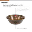 16" Hand-Hammered Copper Vessel Telluride Single Bowl Lavatory Sink
