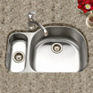 Designer Undermount Stainless Steel 80/20 Double Bowl Kitchen Sink, Small Bowl Left