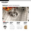 Houzer Medallion Designer 24" Stainless Steel Undermount Single D Bowl Kitchen Sink with Strainer