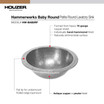 Baby Round Undermount Pewter Lavatory Sink