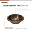 Classic Round Undermount Copper Lavatory Sink