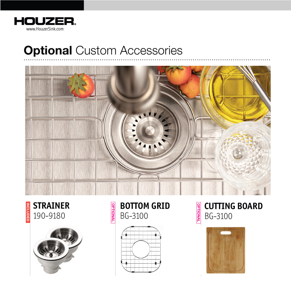 Houzer Legend 32" Stainless Steel Drop-in Topmount 4-hole 50/50 Double ...