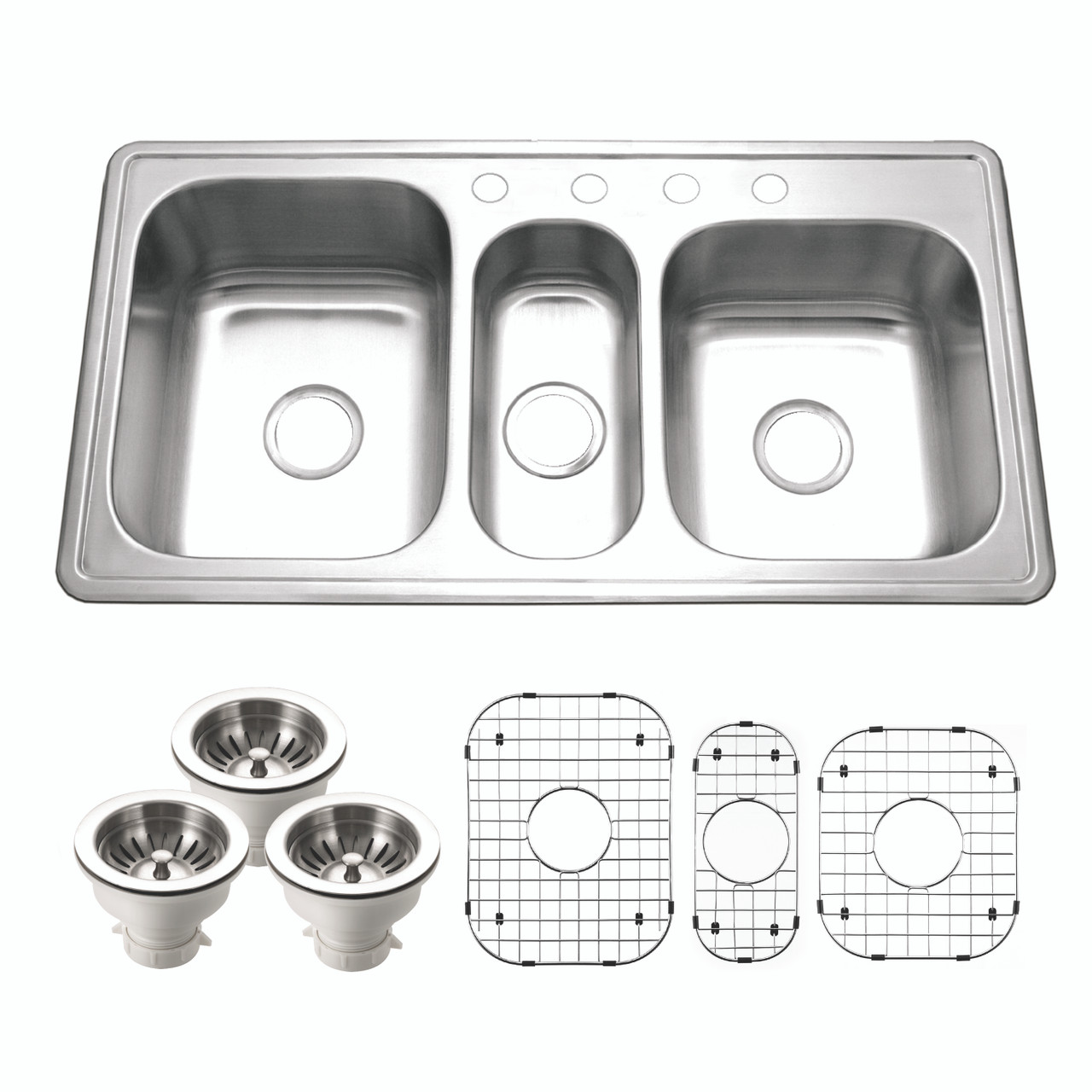 Houzer Premier 41 inch Stainless Steel Drop-in Topmount 4-hole
