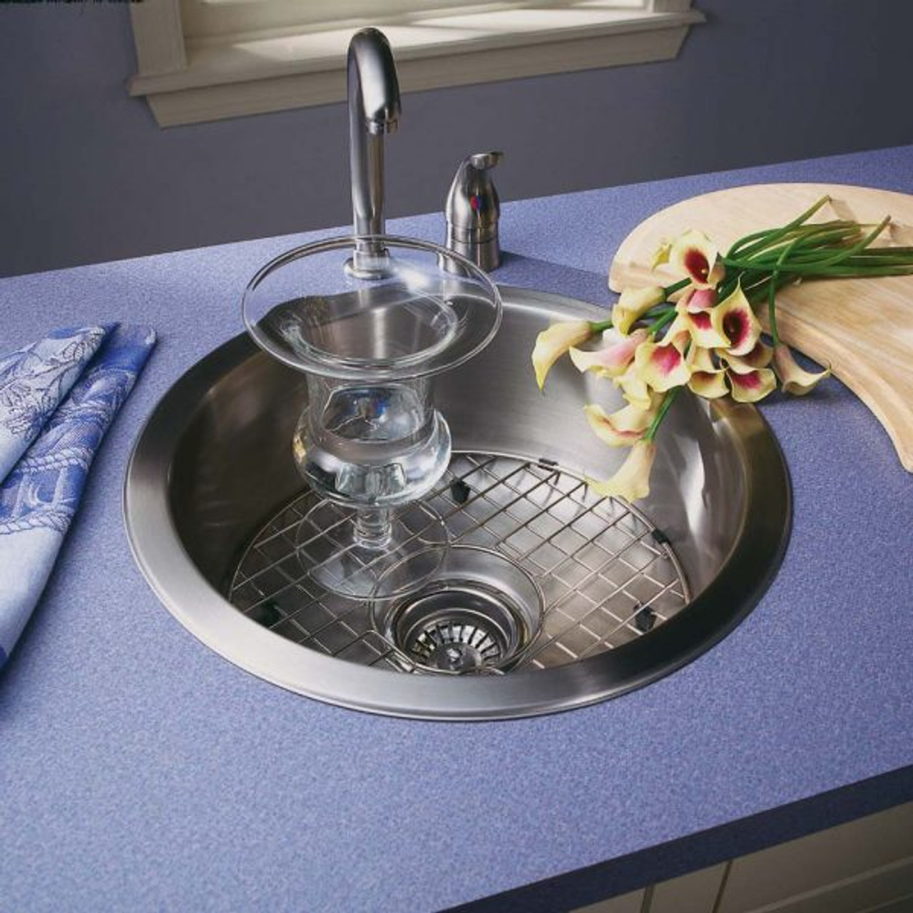 Topmount Stainless Steel 0-hole Round Single Bowl Bar/Prep Sink