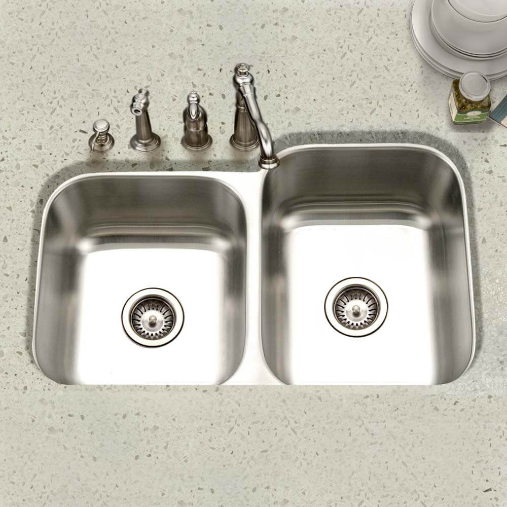その他 sink3000ing Undermount Stainless Steel 60/40 Double Bowl Kitchen Sink, Small