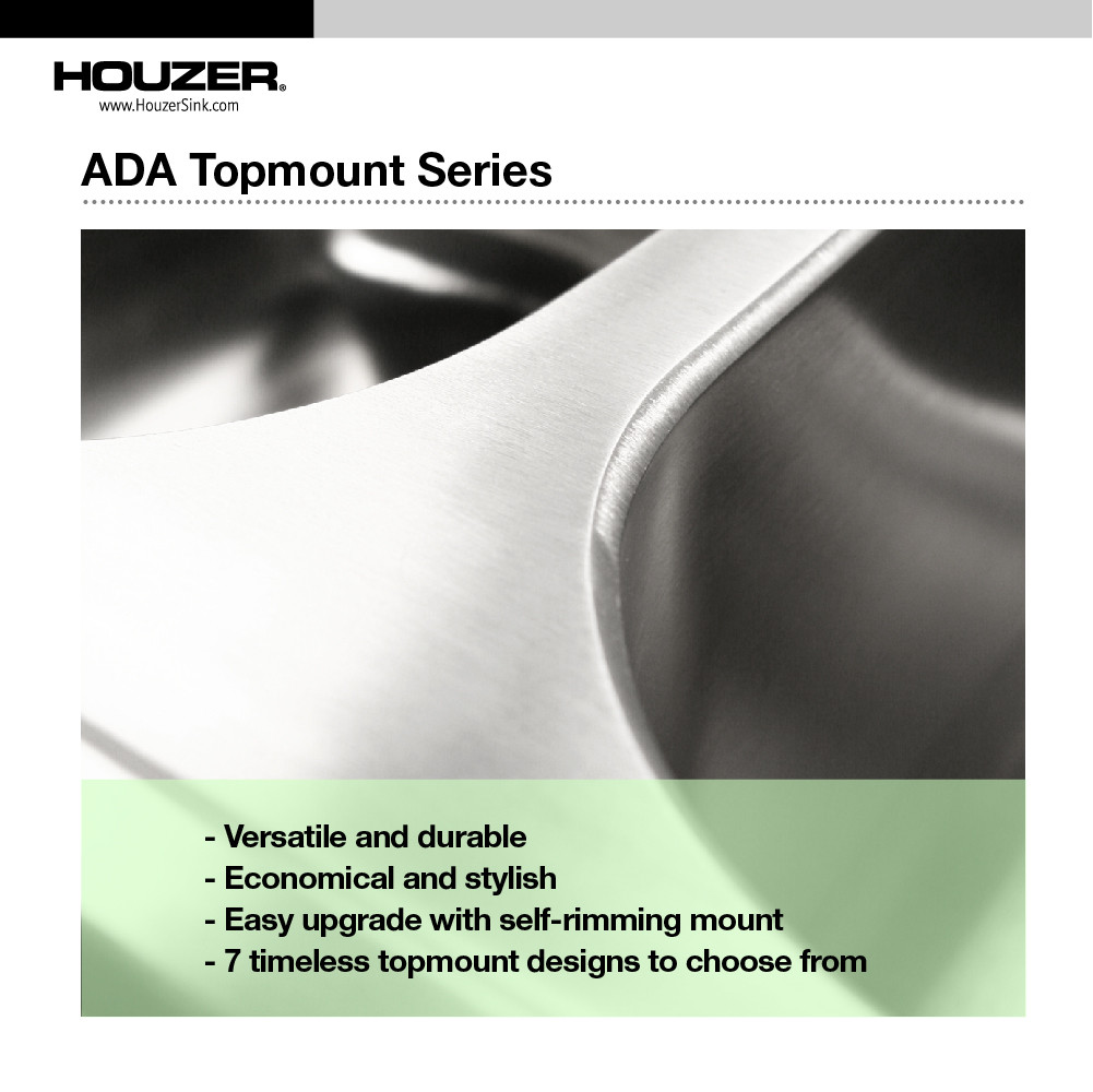 Houzer Premiere Topmount 80/20 Double Bowl PMG-3322SR-1| Stainless