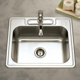 25" x 22" x 8" Stainless Steel Topmount 3-Hole Single Bowl Kitchen Sink