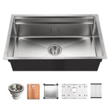 32" x 18" Stainless Steel Undermount Large Single Bowl Kitchen Sink