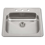 25" x 22" Stainless Steel Topmount 3-hole Single Bowl Kitchen Sink