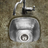 15" x 15" x 7-1/2" Hand-Hammered Copper Undermount Large Square Pewter Bar/Prep Sink
