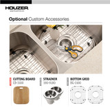 Houzer Belleo 32" Stainless Steel Drop-in Topmount 50/50 Double Bowl Kitchen Sink with Strainers & Grids