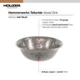 Telluride Undermount Pewter Single Bowl Lavatory Vessel Sink
