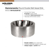 Round Vessel Pewter Sink with Apron