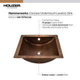 Concave Copper Undermount Lavatory Sink
