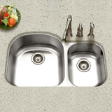 Undermount Stainless Steel 70/30 Double Bowl Kitchen Sink, Small Bowl Right, 16 Gauge