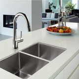 Nouvelle Series 15mm Radius Undermount Stainless Steel 50/50 Double Bowl Kitchen Sink