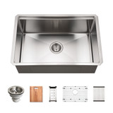 Houzer 26" inch Novus Stainless Steel Undermount Single Bowl Workstation Kitchen Sink with Accessories