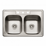 Revive 33" Topmount Stainless Steel 3-hole or 4-hole Single Bowl Kitchen Sink, 7" Depth