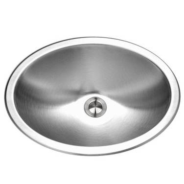 Houzer Opus 18" Stainless Steel Drop-in Topmount Oval Bowl Bathroom Sink with Overflow Assembly