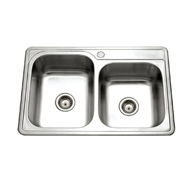 32-3/16" x 20-1/2" Stainless Steel Topmount 1-hole 60/40 Double Bowl Kitchen Sink