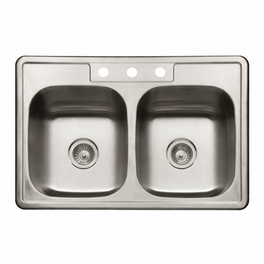 Revive 33" Topmount Stainless Steel 3-hole Single Bowl Kitchen Sink, 7" Depth