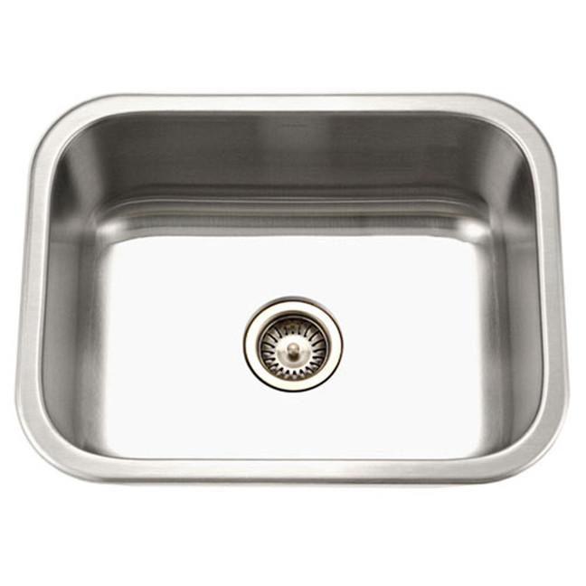 Houzer Belleo 23" Stainless Steel Drop-in Topmount Single Bowl Kitchen Sink with Strainer & Grid
