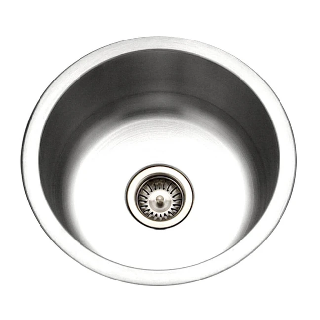 Houzer Club 18" Stainless Steel Undermount Single Round Bowl Bar Sink with Strainer