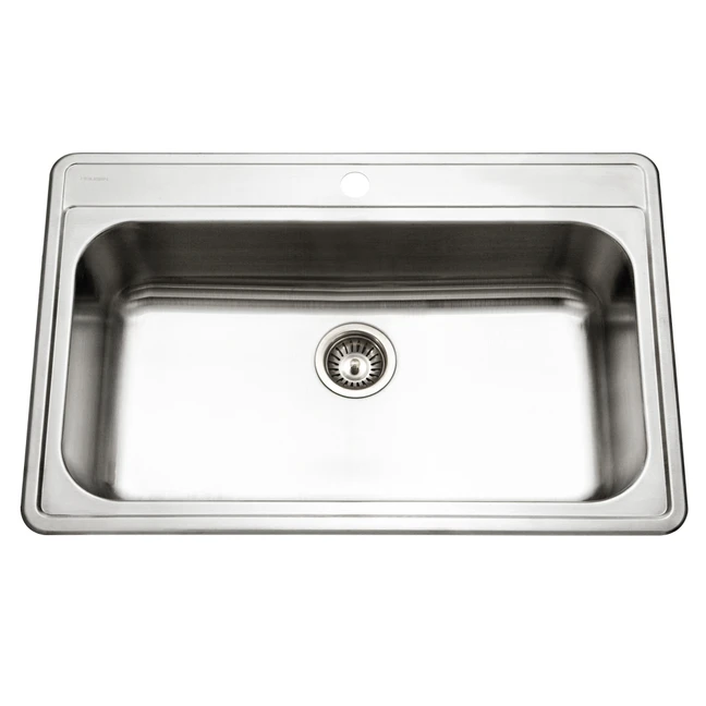 33" x 22" Stainless Steel Topmount 1-Hole Large Single Bowl Kitchen Sink