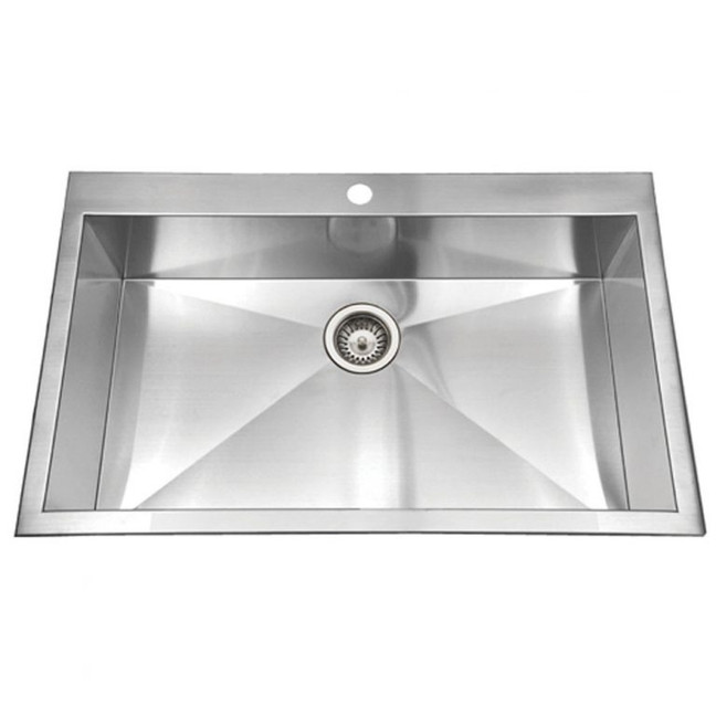 Houzer Bellus 33" Stainless Steel Drop-in Topmount 1-hole Single Bowl Kitchen Sink with Strainer & Grid