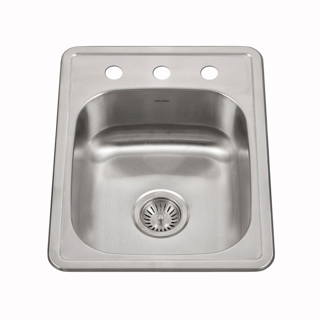 Houzer ADA Compliant 17 inch Stainless Steel Drop-in Topmount 3-hole 5 inch Deep Large Bar and Prep Sink - A1722-503-1