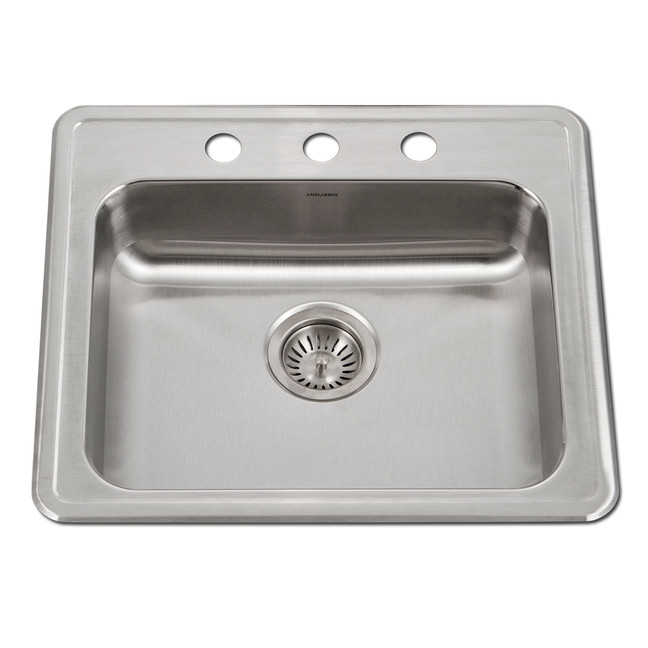 Houzer ADA Compliant 22 inch Stainless Steel Drop-in Topmount 3-hole 6 inch Deep Single Bowl Kitchen Sink - A2219-603-1