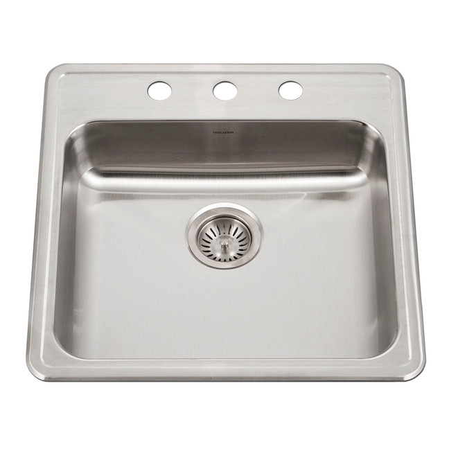 Houzer ADA Compliant 22 inch Stainless Steel Drop-in Topmount 3-hole 5 inch Deep Single Bowl Kitchen Sink - A2222-503-1